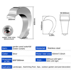 Cascada de Agua para Piscina de Acero Inoxidable, Fuente de Cascada para Spa y Masajes - Product Image 3