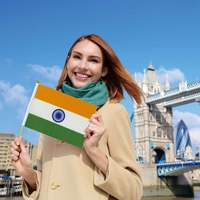 Drapeau Fanion Indien 14*21cm à Agiter à la Main, Vente Chaude, Drapeaux de Pays du Monde avec Tige en Bois, Vente en Gros