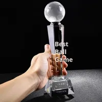 Trofeo de cristal de copa de cristal al por mayor, trofeo de fútbol en blanco personalizado, placas conmemorativas de campeón para fútbol, trofeo de cristal