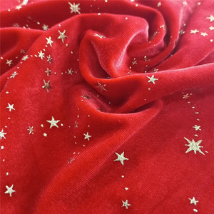 Warp 95 poliéster 5 spandex franela poliéster elástico pleuche Corea tela de terciopelo estrella dorada para vestido completo - Product Image 3