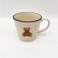 Série de dessins animés pour enfants vaisselle en céramique motif ours brun assiette en porcelaine bol ensemble cadeau dîner ensemble
