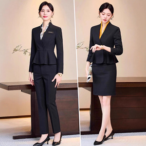 Women's Suit Sets Polyester Anti-Wrinkle Office Lady Professional Workwear For Salon Clinic Hotel Jewelry Store - Product Image 1