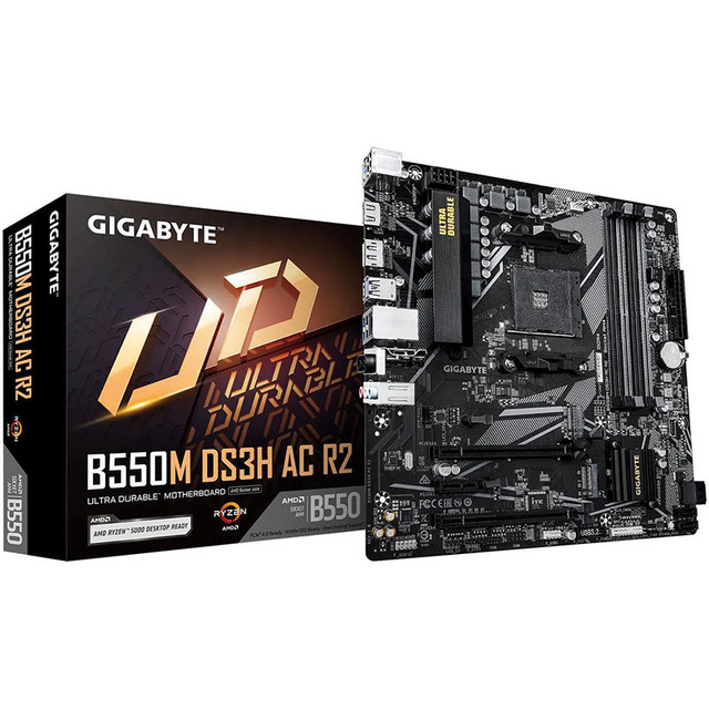 GIGABYTE B550M DS3H AC R2 DDR4, Supports   Ry5000 G-Series, R5000 Series  Micro-ATX, Dual M.2,  WIFI5, PC
