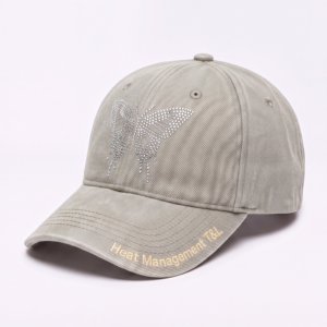 Wholesale Custom Logo Rhinestone <b>Flat</b> Embroidered Distressed Denim 6 Panel Baseball Cap Vintage Dad <b>Hat</b> Manufacturer - Product Image 1