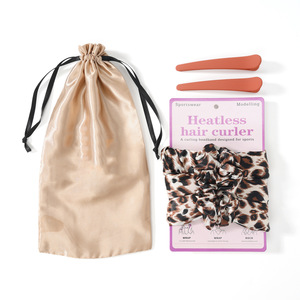 Heat-Free Hair Curling Set Leopard Print Scrunchies With <b>Clips</b> For Daily Use No Electricity Required - Product Image 2