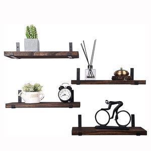 Country Style 4-Piece Set of Wooden Floating <strong>Shelf</strong> Wall Decoration Frames for Bathroom Kitchen Bedroom Living Room - Product Image 5