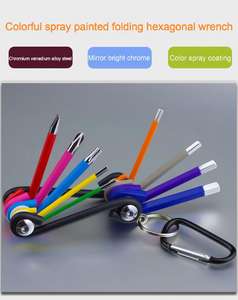 Jeu de clés hexagonales pliantes en acier au chrome-vanadium, 9 pièces, code couleur et poli miroir pour réparation de vélo et entretien du cyclisme, outil métrique - Product Image 4