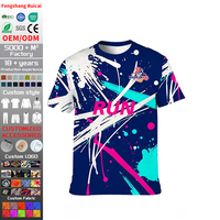 T-shirt de course personnalisé avec impression à l'encre éclaboussée, logo et texte sur mesure, séchage rapide, respirant, pour hommes, entraînement sportif, fabrication OEM ODM
