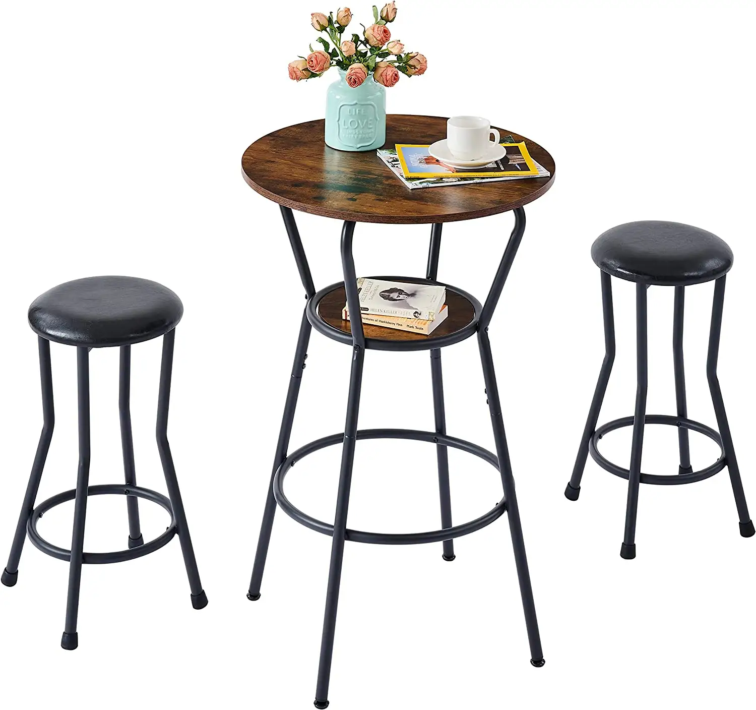 Conjunto de mesa y silla de Bar redonda, mesa y silla de Bistro de fácil montaje