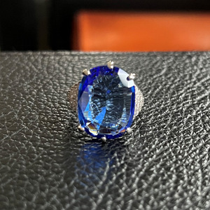 Anello Elegante con Topazio Blu Ovale in Stile Europeo, Gioiello da Donna per Fidanzamento - Product Image 6