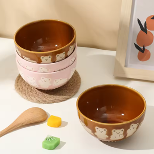 Bol en céramique Kawaii en forme d'ours de 4,5 pouces, bol à riz pour chaton, bol à petit-déjeuner pour chat, bol à lait et à flocons d'avoine, compatible micro-ondes - Product Image 5