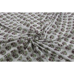 Tela de Algodón Estampada a Mano Estilo Vintage con Diseño Floral Moderno de Jaipur, Material Ligero para Bolsos, Cortinas y Vestidos - Product Image 6