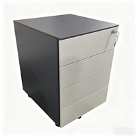 Meuble de rangement métallique mobile à 4 tiroirs en acier, prix usine, pour bureau, sous le bureau, avec roulettes