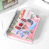 A6 Planner Binder Cover Clear Soft PVC Classers Silver Round 6 Ring Snap Button Loose Leaf Rechargeable Notebook Shell Protector