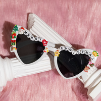 Cadeaux de fête de Noël Pafu, lunettes de fête de Noël, accessoires photo pour femmes, lunettes de soleil de Noël