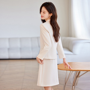 Women's Suit Set Solid Color Satin Blazer With Dress Anti-Wrinkle Casual Wear - Product Image 4