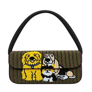 Bolso de Hombro Artesanal con Cuentas de Tres Perros, Multicolor, con Retrato de Mascota, Rayas, para Mujer, Venta al por Mayor, OEM, Marca Privada - Product Image 1