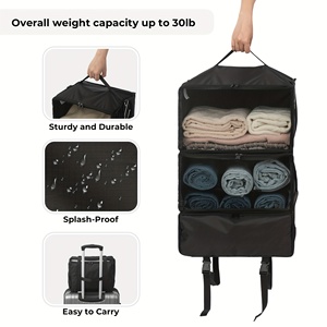 3-Shelf Travel Carry on Foldable Large Capacity Suitcase <b>Bags</b> Portable Collapsible Hanging Shelves Packing Cubes for Home - Product Image 2