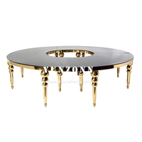 Table à manger serpentine dorée et blanche avec dessus en verre blanc pour hôtels, restaurants, mariages et utilisation en extérieur