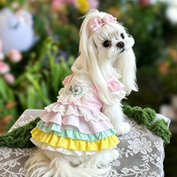 Robe rose pour chien, personnalisable OEM ODM, douce pour la peau, style Lolita, boutique de luxe, robe de soirée élégante pour animaux de compagnie