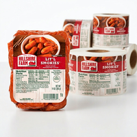Zelfklevende etiketten voor chorizo, op maat gemaakte diepvriesvleeslabels, waterdichte BOPP stickers voor worst, koudeketen verpakkingslabels