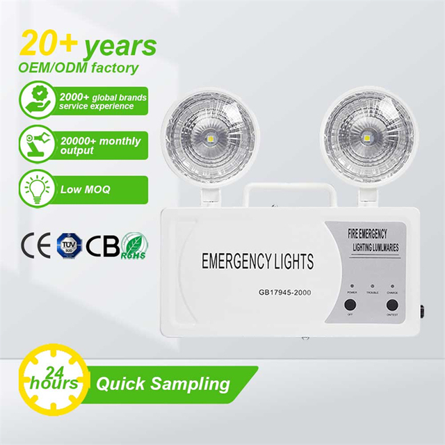 Tuoming High Brightness Led Emergency Light Plastic Dc Mode Double Headlight for Home Use Rated Exit Lighting