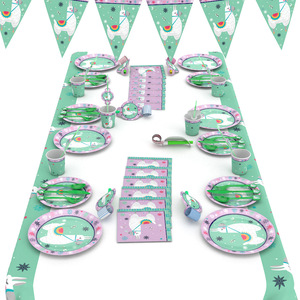 Alpaca Party Supplies Set 60-80 Pcs Cartoon Birthday Tableware Decorations for Children's Parties - Product Image 1