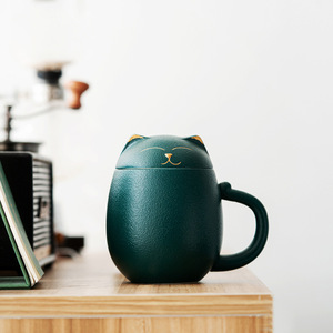 <span class=keywords><strong>Tasse</strong></span> à thé en céramique <span class=keywords><strong>avec</strong></span> <span class=keywords><strong>infuseur</strong></span> et couvercle, design <span class=keywords><strong>chat</strong></span>, logo personnalisé, vente en gros - Product Image 5