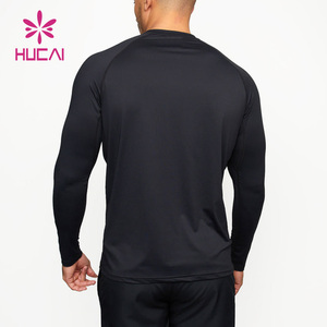 Camiseta Deportiva Personalizada de Manga Larga para Hombre, Cuello Redondo, Negra, de Seda Suave y Secado Rápido, para Entrenamiento - Product Image 3