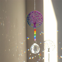Pendentif décoratif en cristal sculpté et gravé, papillon coloré, libellule, arbre de vie, lune, chat, Feng Shui, bricolage, attrape-soleil