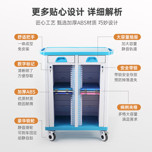 Carrito de Historiales Médicos Boshengjia de Plástico ABS de 2 Niveles con Cerradura para Uso Hospitalario - Product Image 5