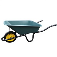 Brouette robuste WB3800 avec bac en polyéthylène de 65L-80L, chariot de jardin à roue unique pour la construction et l'agriculture