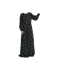 Robe longue musulmane décontractée en mousseline de soie à manches longues, motif floral, élégante, pour femme, vêtements islamiques