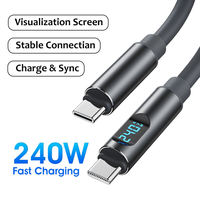 Cable USB C a USB C de 240W PD 3.1 con Pantalla LED de Potencia, Cable de Carga Rápida de 5A para MacBook Pro M4 Hub