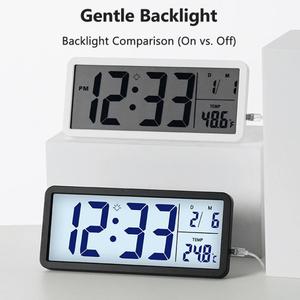 Reloj de Escritorio Eléctrico con Pantalla LCD de 10 Pulgadas y Retroiluminación, Reloj de Pared Digital Grande con Termómetro Interior - Product Image 4