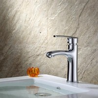 Robinet mélangeur de lavabo de salle de bain moderne en alliage de zinc, à poignée unique, chromé, à montage sur plan