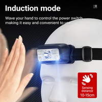 Promotion Lampe frontale LED rechargeable XPE rouge haute luminosité avec capteur, 8 modes de luminosité réglables