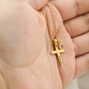 Gravure vierge en acier inoxydable croix collier pendentif religieux cadeau chrétien pour votre ami famille croix bijoux - Product Image 3