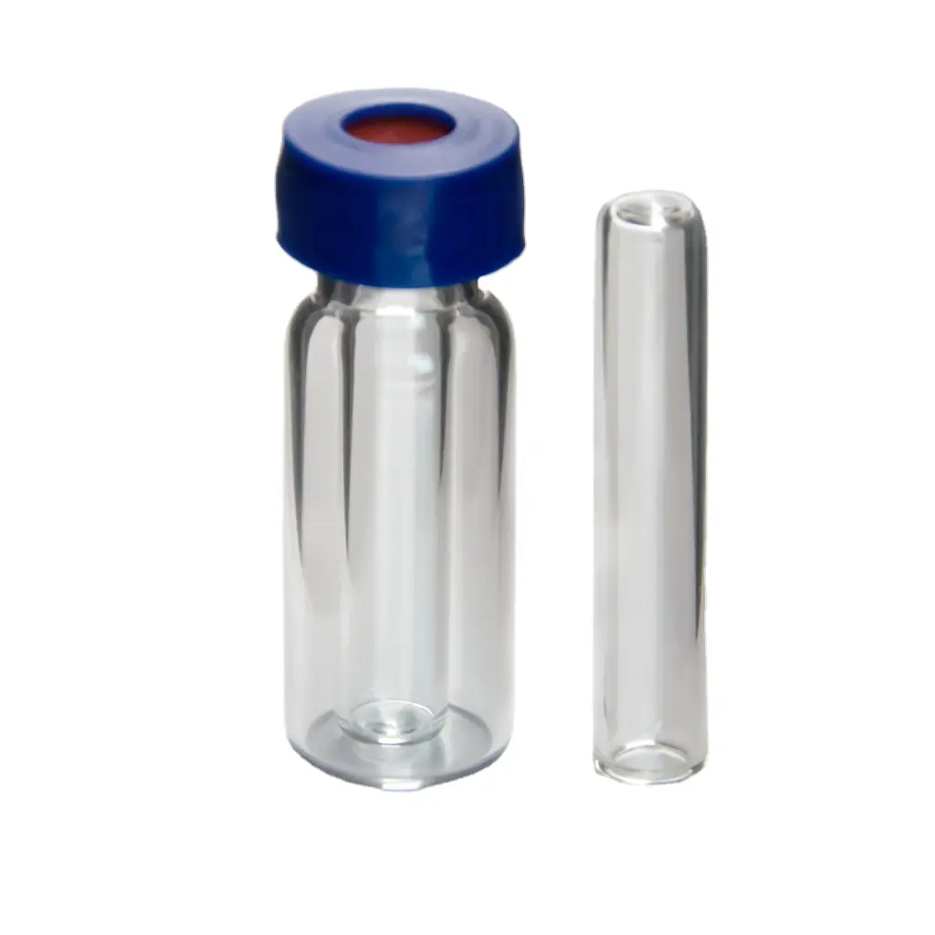 300uL Kaca Bening Bentuk Dasar Datar Micro-insert dengan Pegas Plastik untuk Harga Botol Semprot LC Autosampler