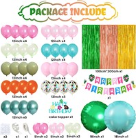 Kits de décorations de ballons pour fête d'anniversaire tropicale hawaïenne avec bannière d'anniversaire flamant rose et décoration de gâteau pour baby shower