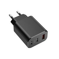 Cargador USB de 30W con 3 Puertos (2C1A 2A1C) con Carga Rápida PD, Enchufe Europeo, Adaptador de Corriente para Teléfono Inteligente, Tableta y Auriculares