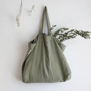 Bolsa francesa de lino 100% para bebé, bolsa de compras reutilizable ecológica con estilo de dama para uso en la <span class=keywords><strong>playa</strong></span>, bolsa de moda para mamá - Product Image 3
