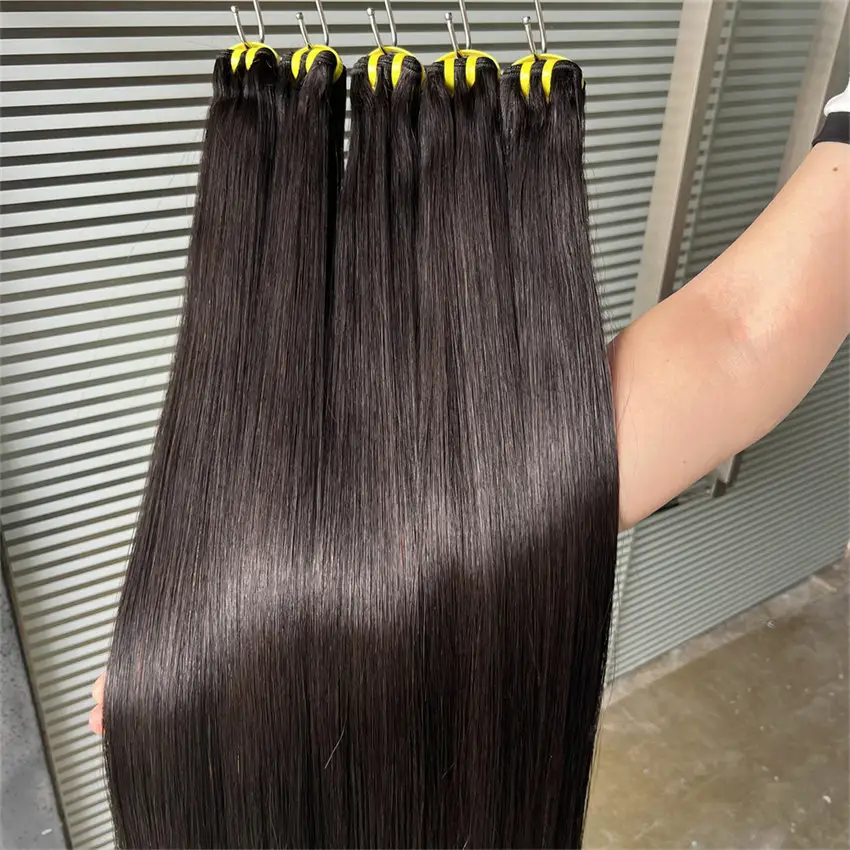 Raw Vietnamese Hair Supplier Single Donor Silky Shiny Vietnam Bone Straight Double Drawn Brazilian Hair Virgin Human Bundles