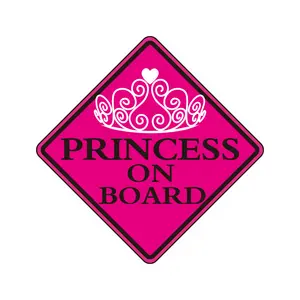 粉色公主板贴纸车窗保险杠贴花女孩车辆安全贴纸标志