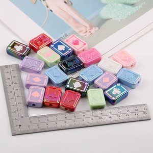 Acrylic <b>Playing</b> <b>Card</b> Beads With Holes Rectangle Shape For Jewelry Making Color Random Plating Process - Product Image 3