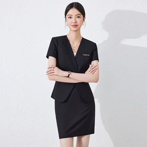Women's Professional Summer Suit Set Short Sleeve Polyester Cotton Hotel Uniform Elegant Formal Workwear - Product Image 2