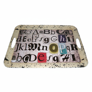 Vassoio Decorativo HMS 20\" Elegante e Raffinato in Metallo Bianco, Nero, Oro e Rosso per Esposizione e Servizio, Modello AL1164, Prodotto in Cina - Product Image 2