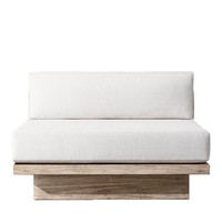 Ensemble de canapé d'extérieur en teck en forme de L avec structure en bois massif, style américain, design détachable pour jardin et villa
