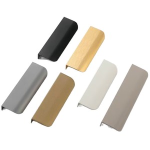 Furniture Handle Aluminum Alloy Rectangle Minimalist Wardrobe Cabinet Drawer Invisible Side Mounted Gold White Gray <b>Black</b> - Product Image 1