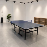 Table de ping-pong d'intérieur pliable bleue de qualité compétition avec roulettes pour entraînement et jeu, personnalisable OEM/ODM avec logo